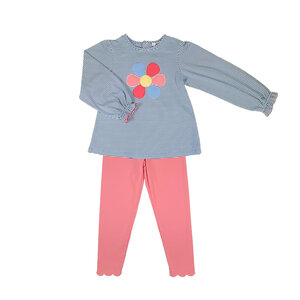 Ishtex Textile Products, Inc Flower Girl's Leggings Set Blue Stripe