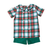 Ishtex Textile Products, Inc Red/Green Plaid Shorts Set