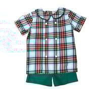 Ishtex Textile Products, Inc Red/Green Plaid Shorts Set