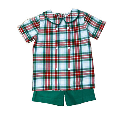 Ishtex Textile Products, Inc Red/Green Plaid Shorts Set