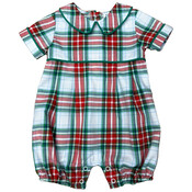 Ishtex Textile Products, Inc Red/Green Plaid Boy's Romper