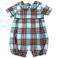Ishtex Textile Products, Inc Red/Green Plaid Boy's Romper