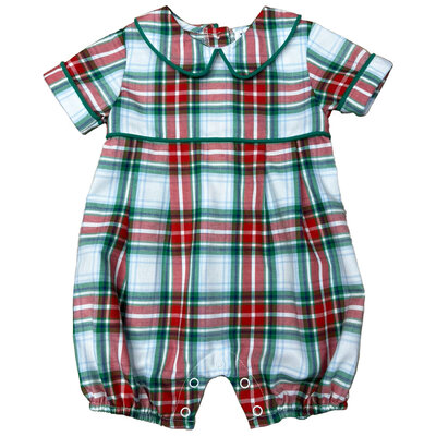 Ishtex Textile Products, Inc Red/Green Plaid Boy's Romper