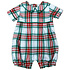 Ishtex Textile Products, Inc Red/Green Plaid Boy's Romper