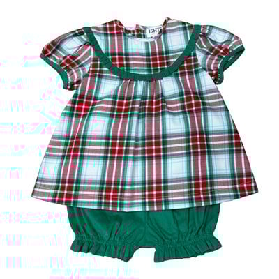Ishtex Textile Products, Inc Red/Green Plaid Bloomers Set