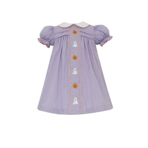 Anavini Halloween Purple Gingham Float w/ Orange Trim S/S