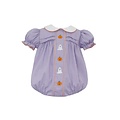 Anavini Halloween Purple Gingham Girls Short Bubble W/ Orange Trim SS