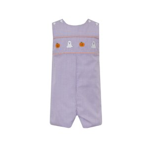Anavini Halloween Purple Gingham Boys Short Jon Jon