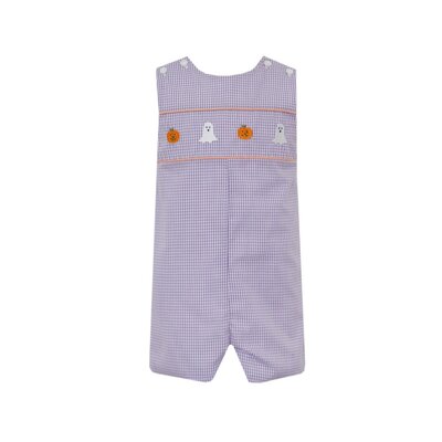 Anavini Halloween Purple Gingham Boys Short Jon Jon