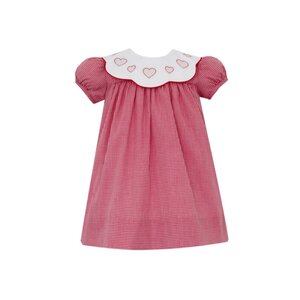 Anavini Valentine Day Red Gingham Float w/ Scalloped Collar