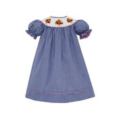 Anavini Turkey Girls Navy Blue Gingham Bishop w/ Insert SS