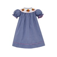 Anavini Turkey Girls Navy Blue Gingham Bishop w/ Insert SS