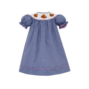 Anavini Turkey Girls Navy Blue Gingham Bishop w/ Insert SS
