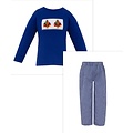 Anavini Turkey Boys Royal Blue Knit Boys L/S Shirt w/ Navy Blue Pant Set