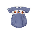 Anavini Turkey Boys Navy Blue Gingham Boys Bubble S/S