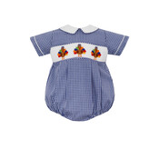 Anavini Turkey Boys Navy Blue Gingham Boys Bubble S/S