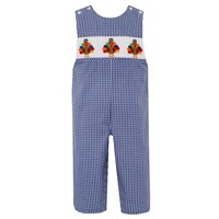Anavini Turkey Boys Navy Blue Gingham Boys Long Jon Jon