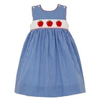 Anavini Apple Girls Royal Blue Gingham Sleeveless Dress