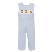 Petit Bebe Puppies Boys Blue Knit Check Boy Long Jon Jon