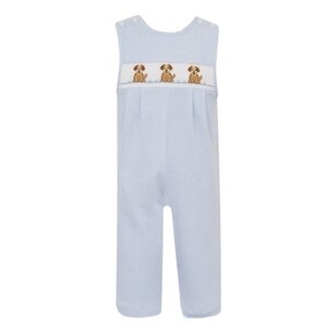 Petit Bebe Puppies Boys Blue Knit Check Boy Long Jon Jon