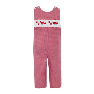 Anavini Valentine Planes Boy Red Gingham Long Jon Jon