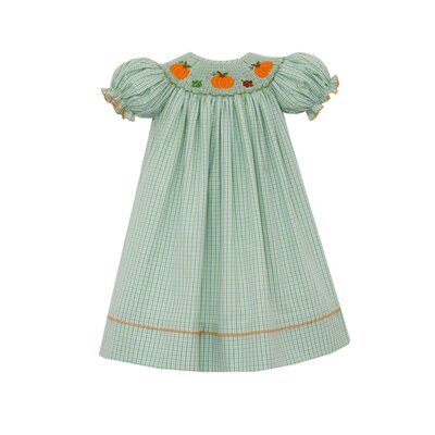 Anavini Pumpkin Patch Girls Green & Blue Check Bishop S/S