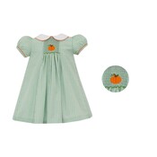 Anavini Pumpkin Patch Girls Green & Blue Check Float Dress