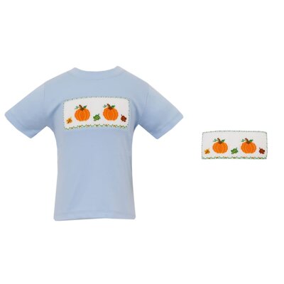 Anavini Pumpkin Boys Lt. Blue Knit Tshirt S/S w/ Green & Blue Check Shorts