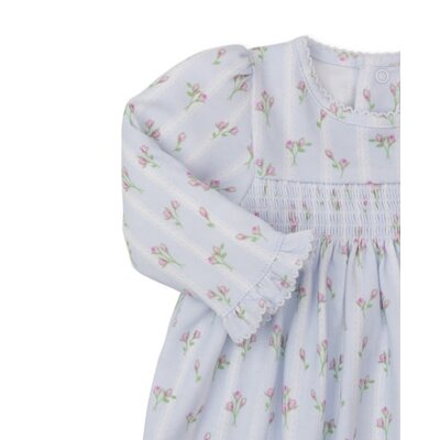 Kissy Kissy Ribbon Stripe Bouquets Lt Blue Smocked Print Dress Set