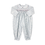 Set Fashions Snow Kissed Floral Corduroy s/Pink Smocking Marcie Romper