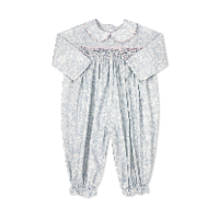 Set Fashions Snow Kissed Floral Corduroy s/Pink Smocking Marcie Romper