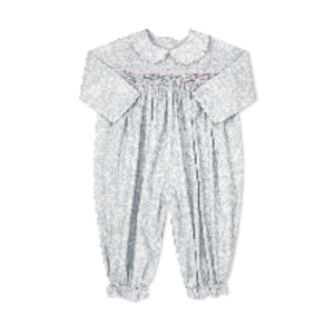 Set Fashions Snow Kissed Floral Corduroy s/Pink Smocking Marcie Romper