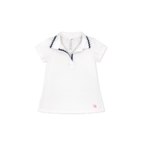 Misty White/Nantucket Navy Ric Rac Piper Polo