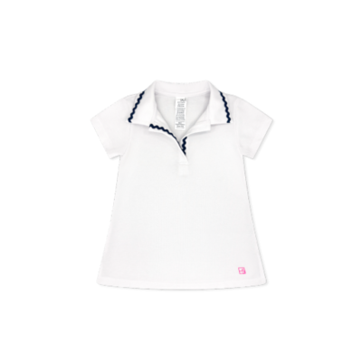 Misty White/Nantucket Navy Ric Rac Piper Polo