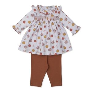Kissy Kissy Patchwork Pumpkin Floral Print Smocked Dress Set