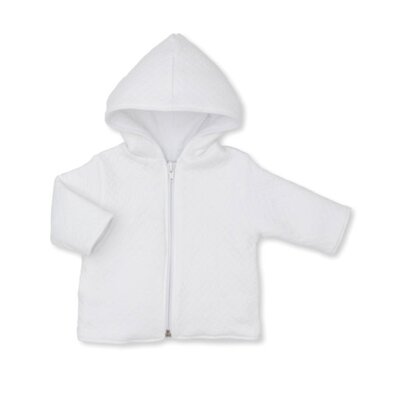 Kissy Kissy White Classic Jacquard Padded Zip Jacket