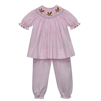 Baby Sen Mallards Pink Georgette Long Bloomer Set