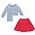 Remember Nguyen Christmas Blue Emma Blouse/Red Cord Skirt Set