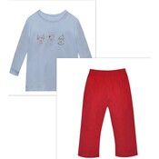 Remember Nguyen Christmas Blue Houston Tee/Red Cord Pant Set