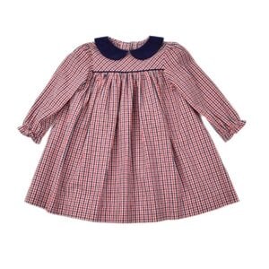 Funtasia, Too Red and Navy Plaid Long Sleeve Dress