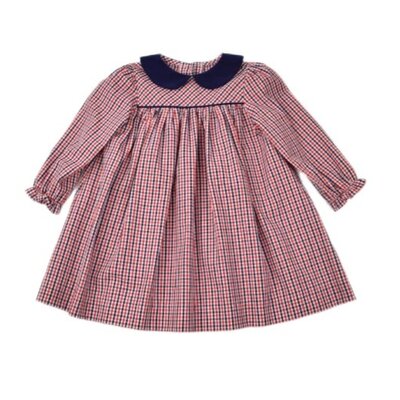 Funtasia, Too Red and Navy Plaid Long Sleeve Dress