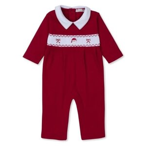 Kissy Kissy Holiday Medley Red Smocked Playsuit