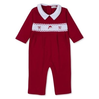 Kissy Kissy Holiday Medley Red Smocked Playsuit
