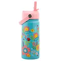 Insulated Stainless Bottle w/Handle- Turquoise Floral