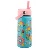 Insulated Stainless Bottle w/Handle- Turquoise Floral