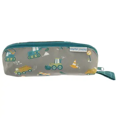 Stephen Joseph All Over Print Pencil Pouch- Blue Construction