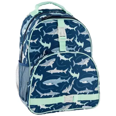 Stephen Joseph All Over Print Backpack- Navy Shark