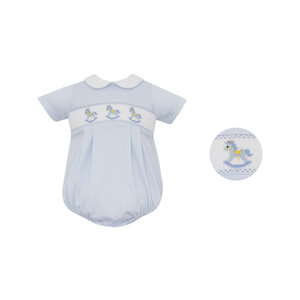 Petit Bebe Rocking Horses Lt Blue Boy's Knit Bubble