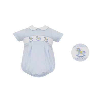 Petit Bebe Rocking Horses Lt Blue Boy's Knit Bubble