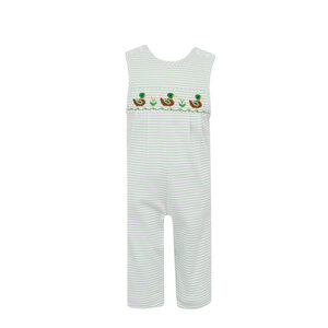 Petit Bebe Mallard Duck Green Knit Stripe Long Jon Jon